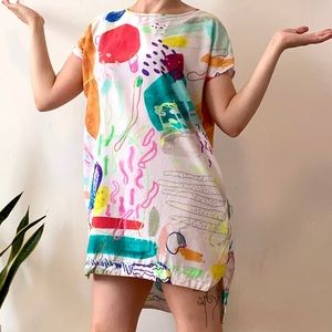 Super cute watercolor patterned shift dress, SMALL